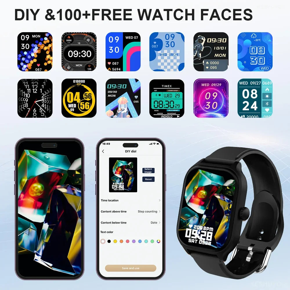 Smart Watch 2.01 Inch HD Display Answer Make Call Message Preview Sport Modes DIY Dial Weather Forecast For Men Women