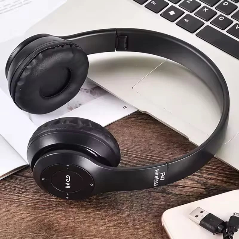 2026 New Wireless Bluetooth Over-Ear Stereo Headphones P47 Foldable Wireless Sports Gaming Headset Compatible for iPhone Xiaomi