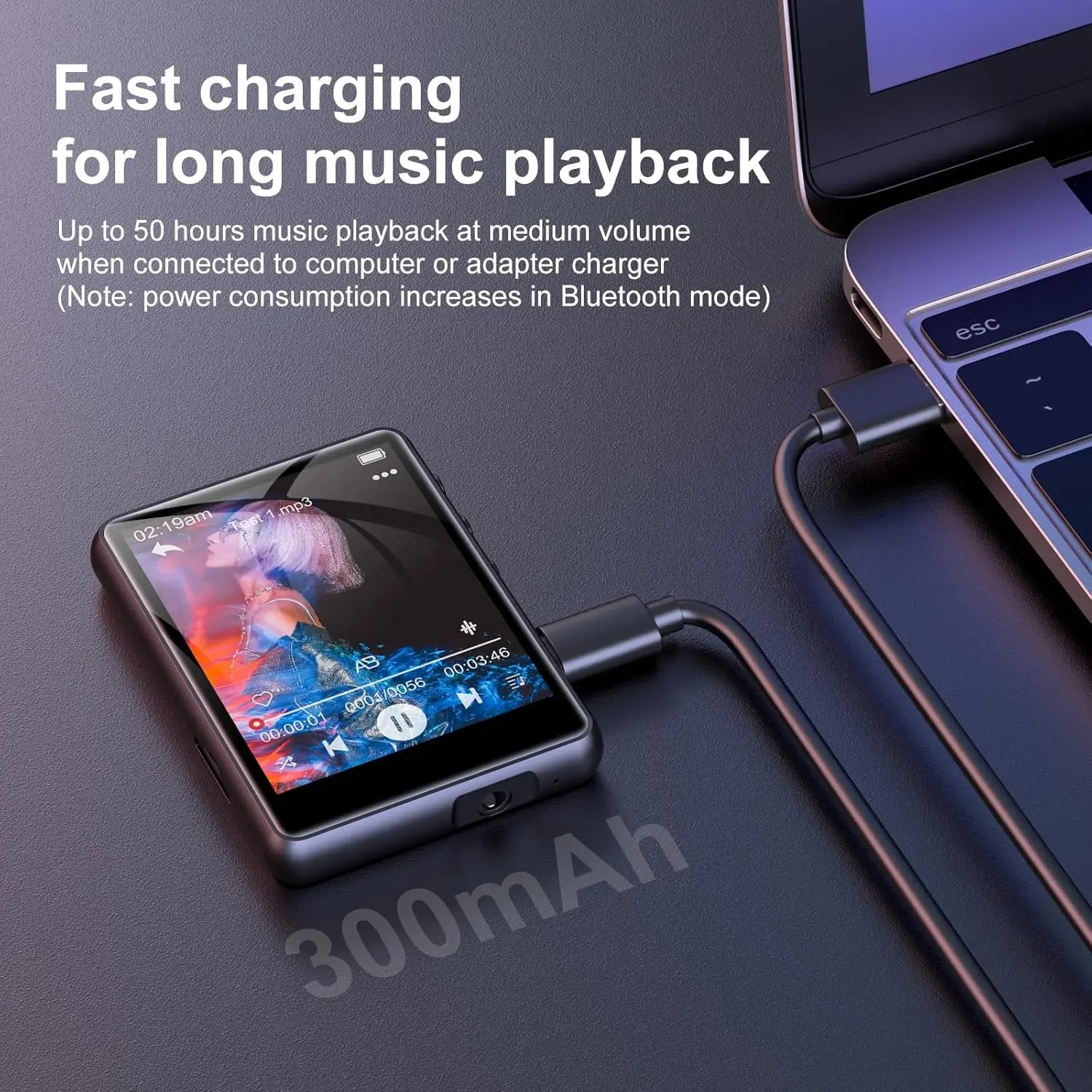 MECHEN 64GB MP3 Player Bluetooth 5.3 with 2.4" Full Touch ScreenSupport up to 128GB. (Black)