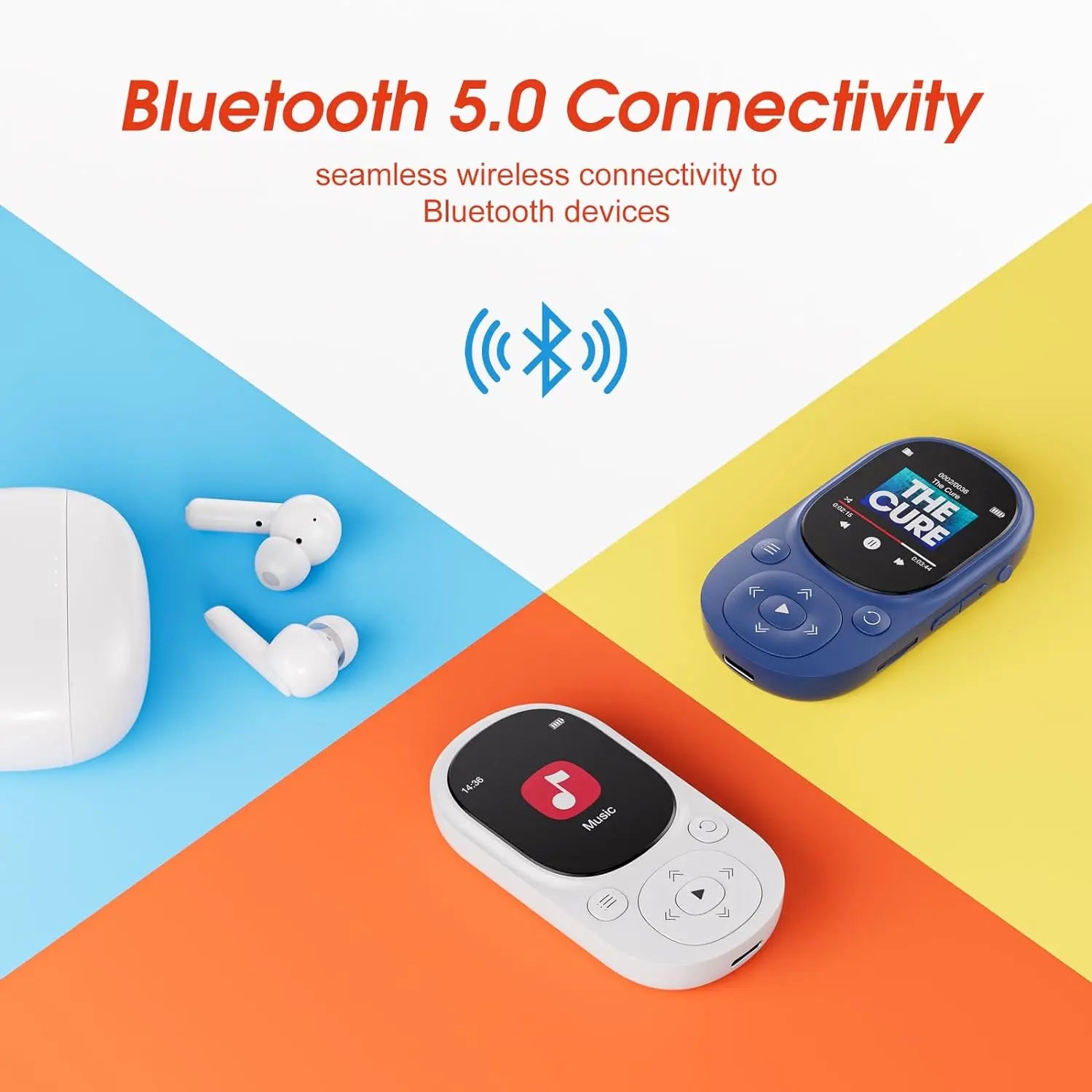 MECHEN Children's Music Player 32GB Clip MP3 Player Bluetooth 5.3,  with Pedometer Support up to 128GB