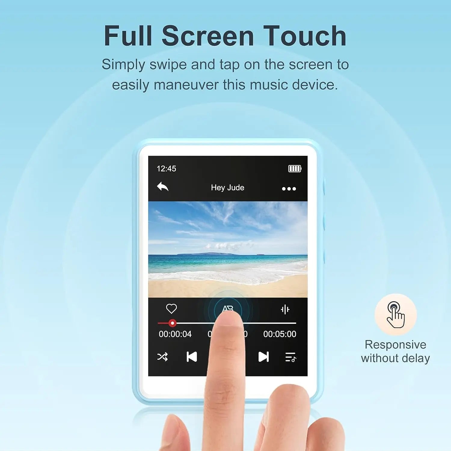 64GB MP3 Player 2.4-inch Full Touchscreen with Bluetooth 5.0 Portable HiFi Lossless Sound with Speaker Headphones