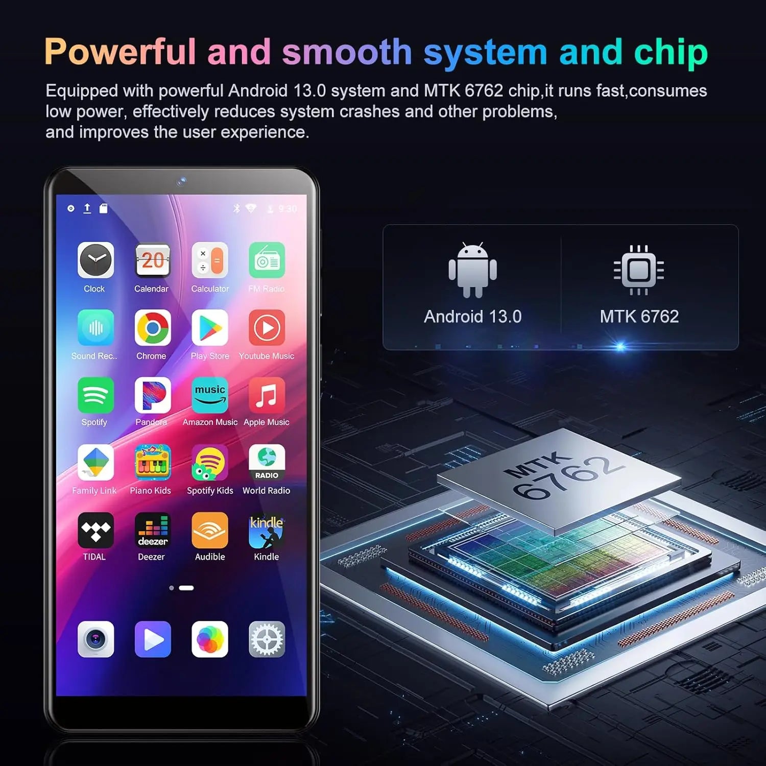 144GB (128GB+16GB) MP3/MP4 Player with Bluetooth and WiFi, Android 13.0 Bluetooth 5.0, 13PM Camera, 5.5" Touch Screen, Up to 1TB