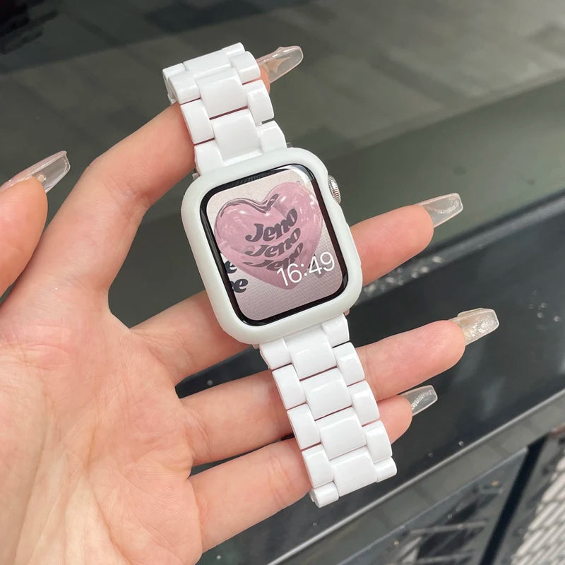Candy Color Acrylic Watch Strap for Apple Watch 40mm Band 38 41 42 44 45 49mm Fashion Bracelet for iWatch Series 9 8 7 SE 6 5 4