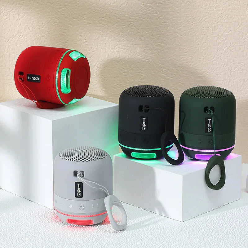Mini Bluetooth Speaker LED Light Wireless Bass Box Player Stereo Subwoofer Portable Outdoor Speaker With TF Card FM Radio TG294