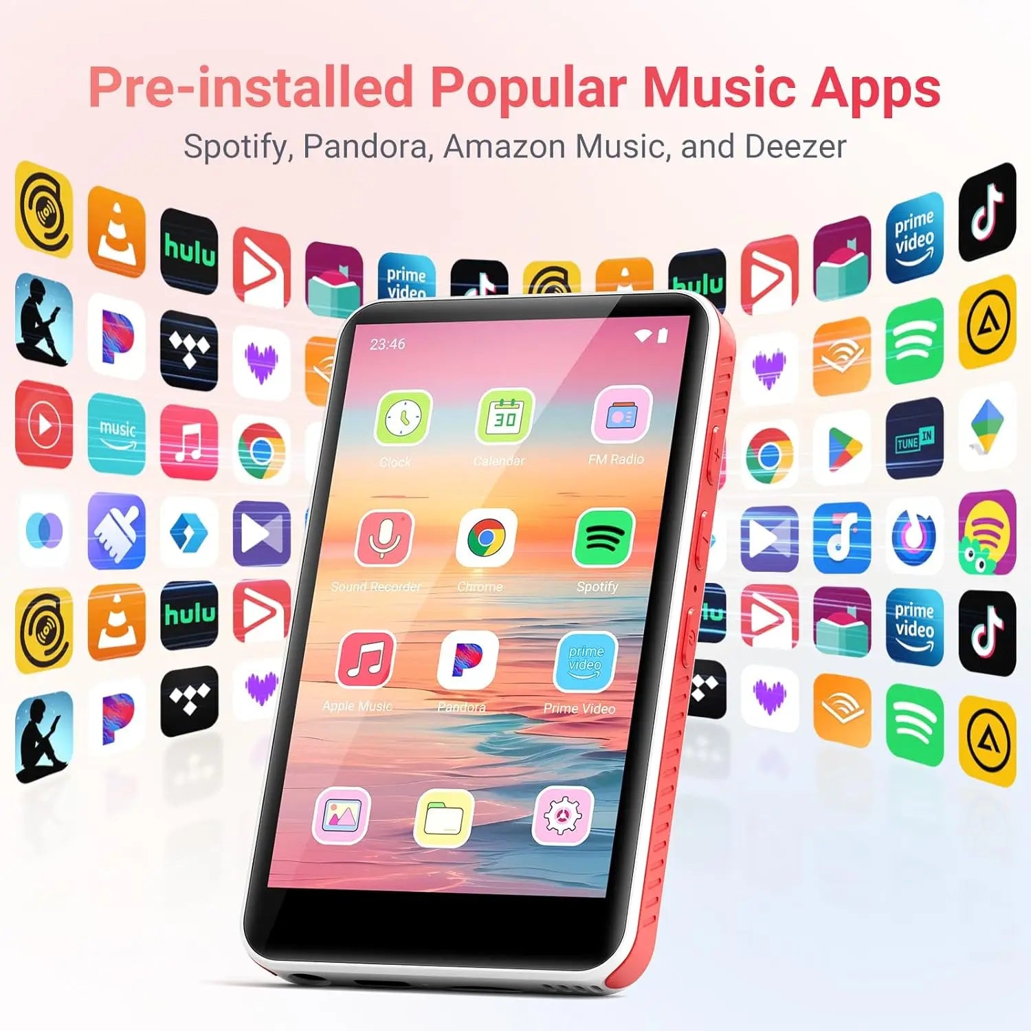 192GB (128GB + 64GB) MP3 Player with Bluetooth and WiFi, Android 13.0, 4.0" HD  Touch Screen and Speaker, Up to 1TB