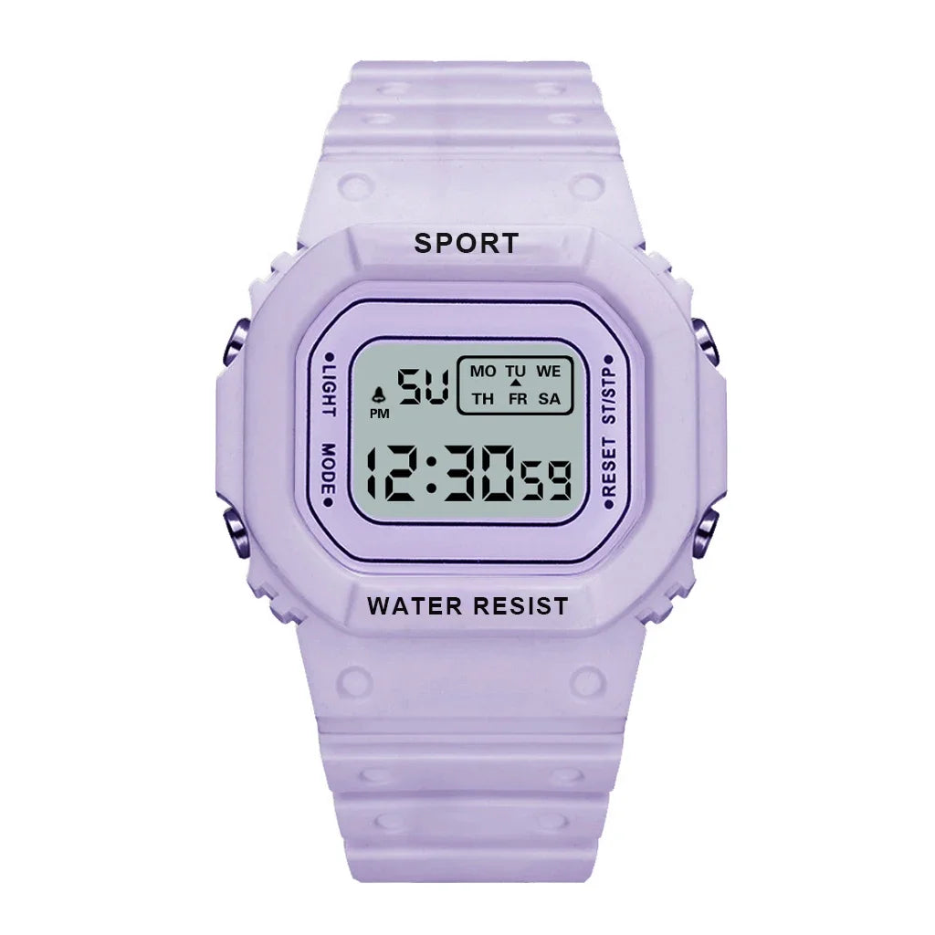 Sports Watch Boys Girls Student LED Electronic Watch Colorful Men Women Square Digital Watches Waterproof Rubber Clock