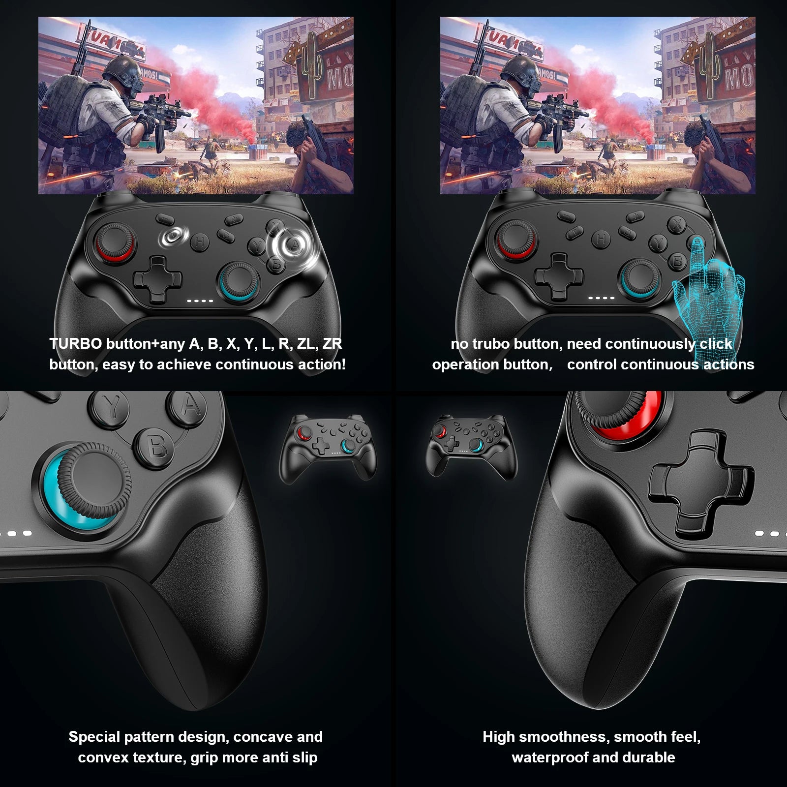 Gamepads For Switch/Ios/Android Bluetooth Wireless Controller Turbo Game Controller Vibration Control Console Remote Accessories