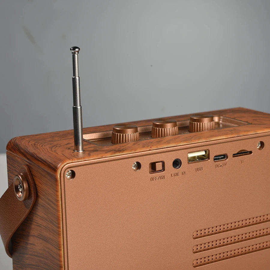 Retro Portable Wireless Bluetooth Speaker High-Quality Powerful Stereo Sound Box Vintage FM Rechargeable MP3 Player