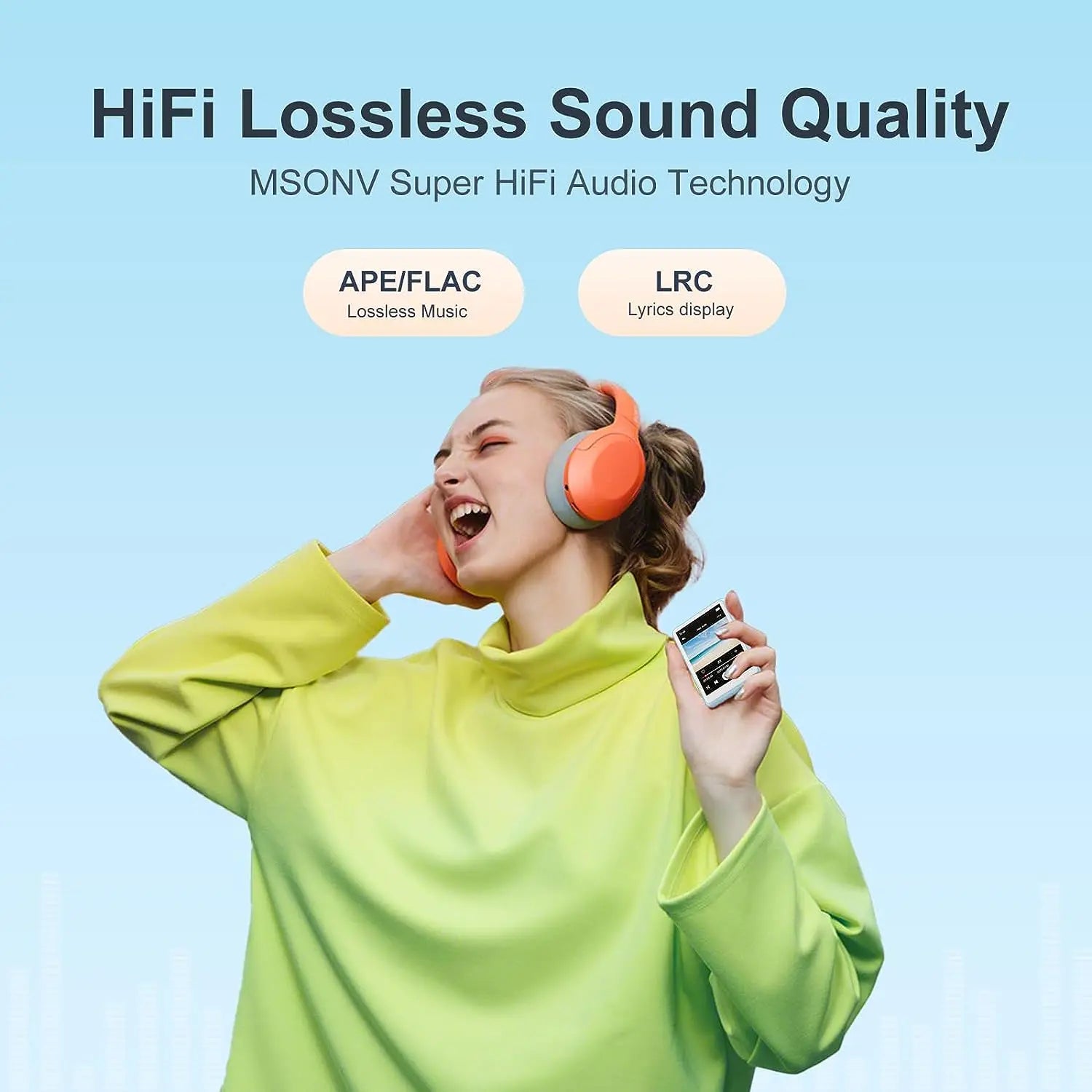 64GB MP3 Player 2.4-inch Full Touchscreen with Bluetooth 5.0 Portable HiFi Lossless Sound with Speaker Headphones