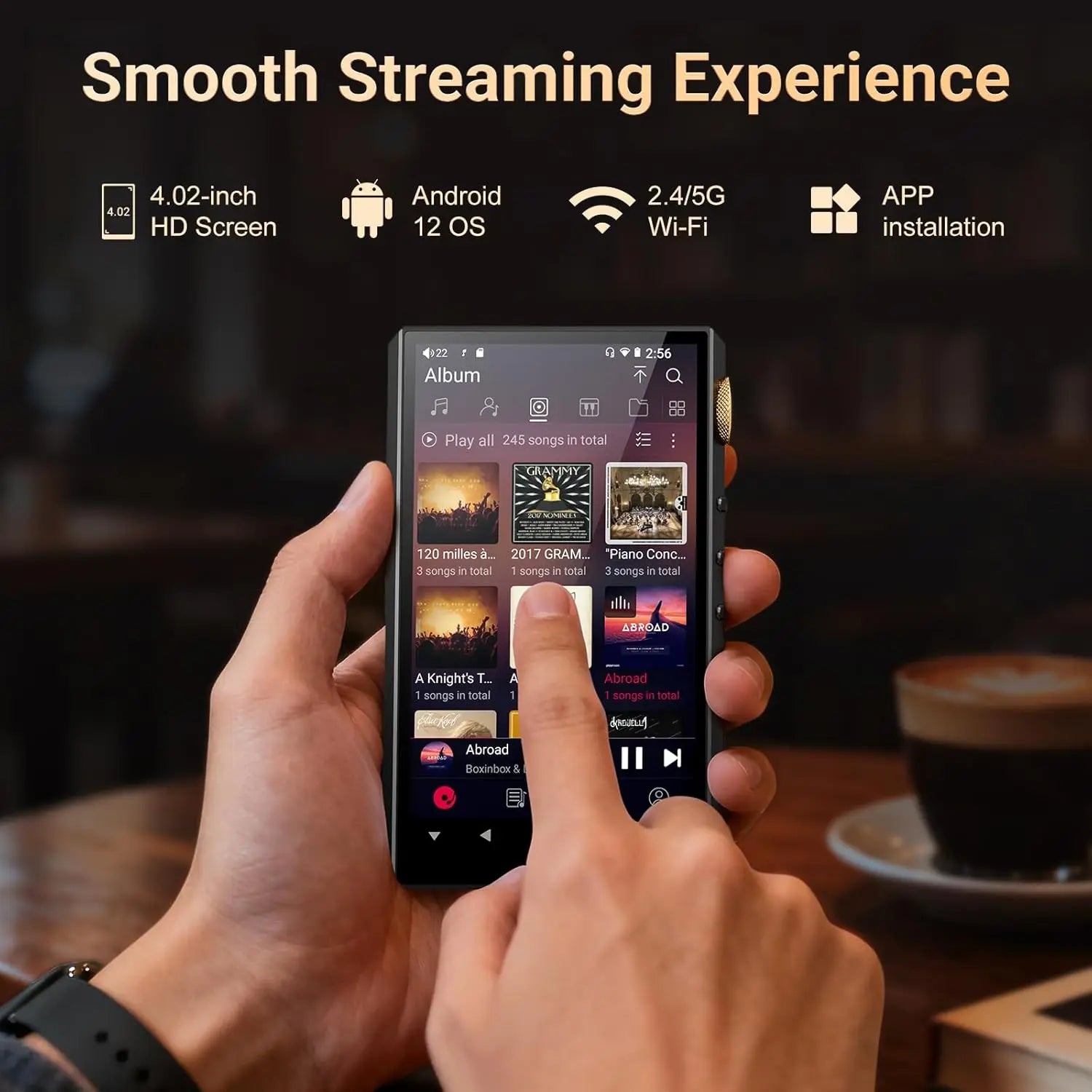 Oilsky 160GB HiFi Hi-Res Audio Player,  Bluetooth and WiFi, 4.4mm Balanced, Dual ESS DAC, 4.02" Digital DSD512 Lossless Spotify