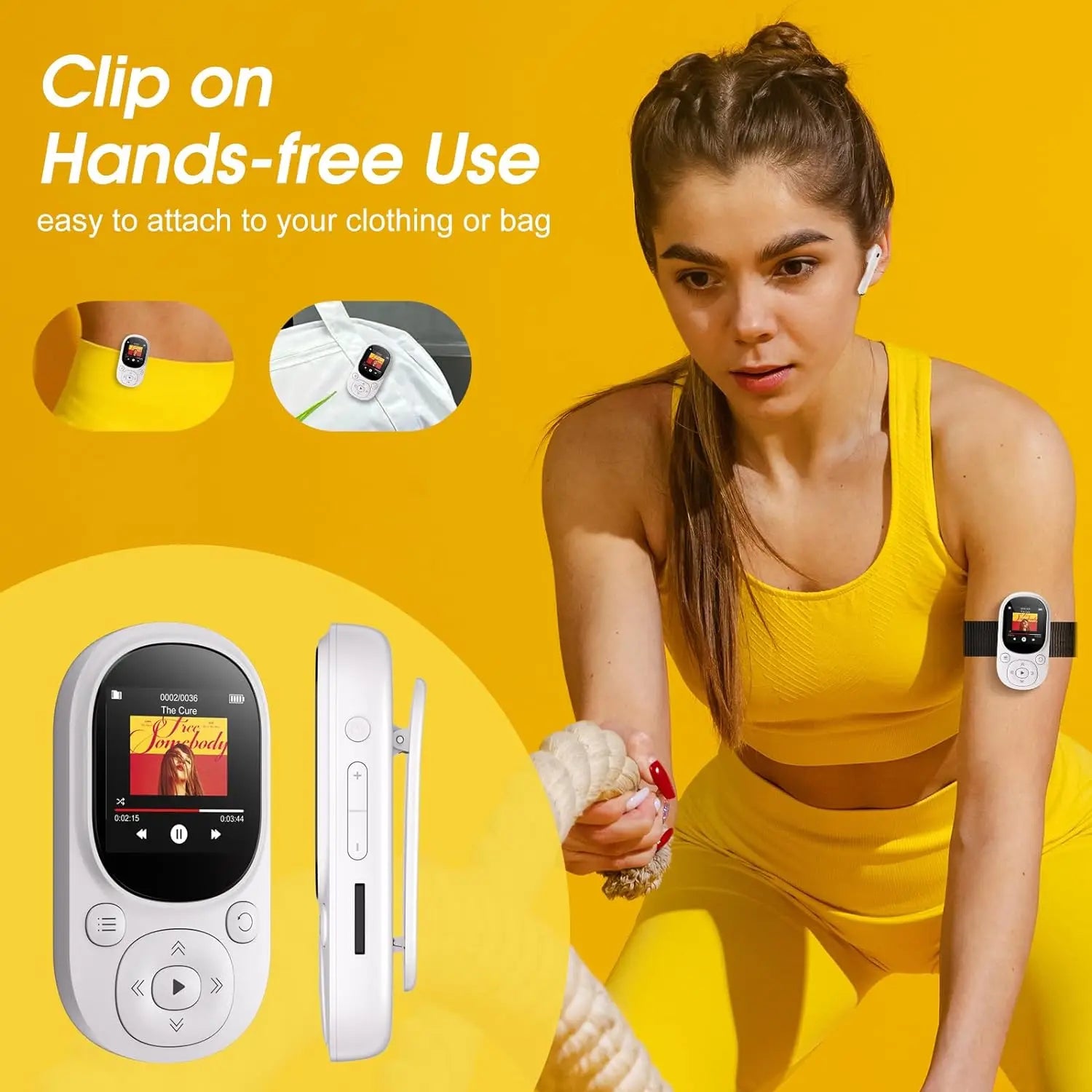 MECHEN Children's Music Player 32GB Clip MP3 Player Bluetooth 5.3,  with Pedometer Support up to 128GB